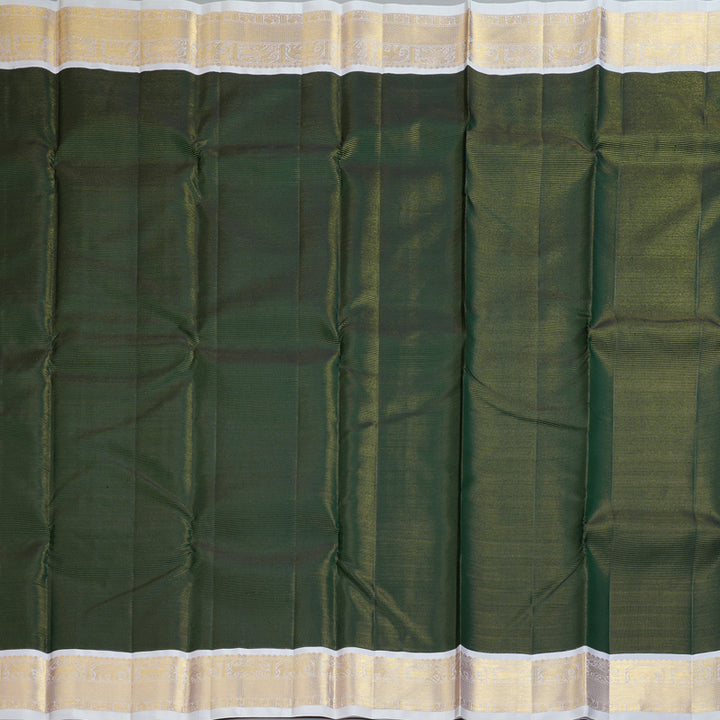 Hayagrivas Handloom Bottle Green Kanjivaram Silk Saree with Lilac Border KBF253E3-2