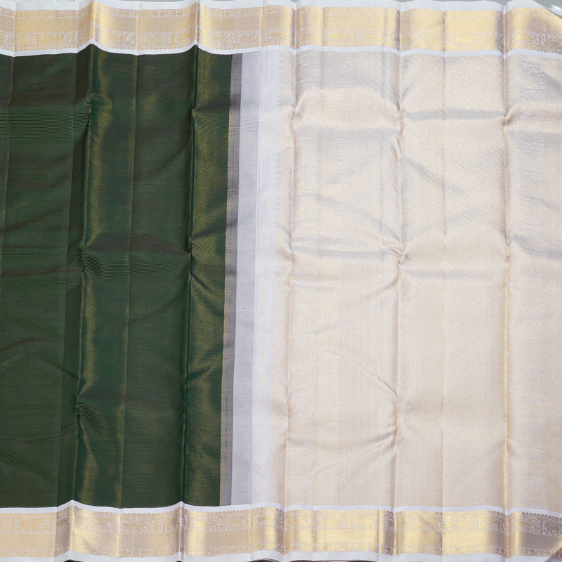 Hayagrivas Handloom Bottle Green Kanjivaram Silk Saree with Lilac Border KBF253E3-2