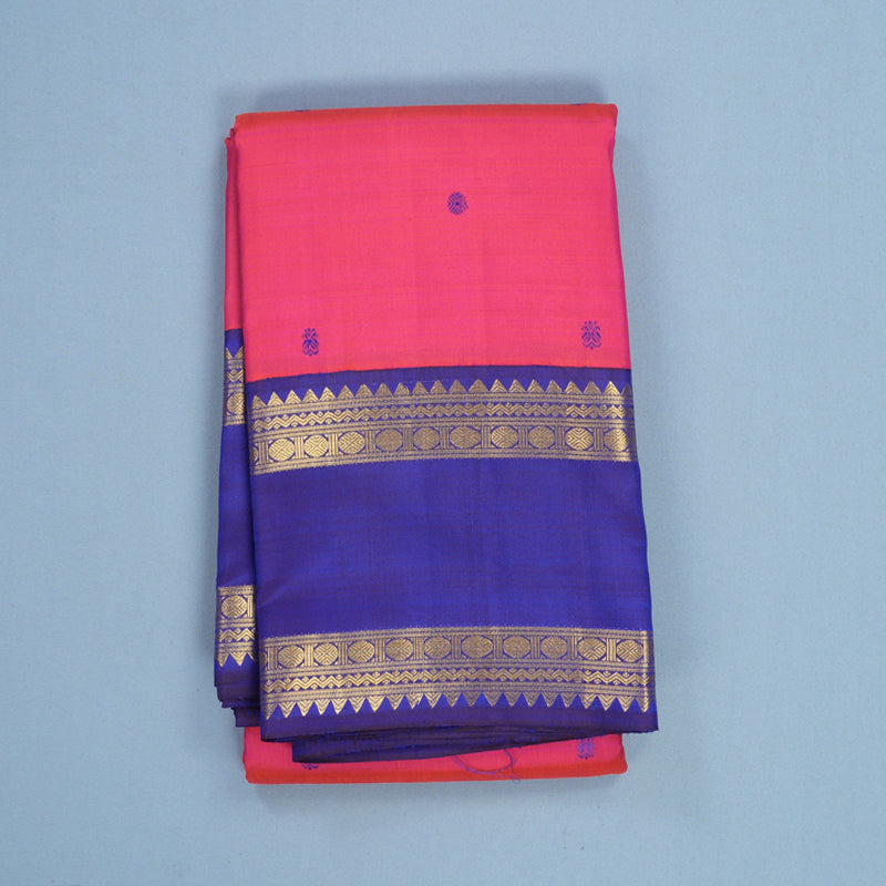 Hayagrivas Handloom Pink Kanjivaram Silk Saree with MS Blue Border KBF254E1-1