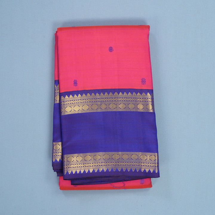 Hayagrivas Handloom Pink Kanjivaram Silk Saree with MS Blue Border KBF254E1-1