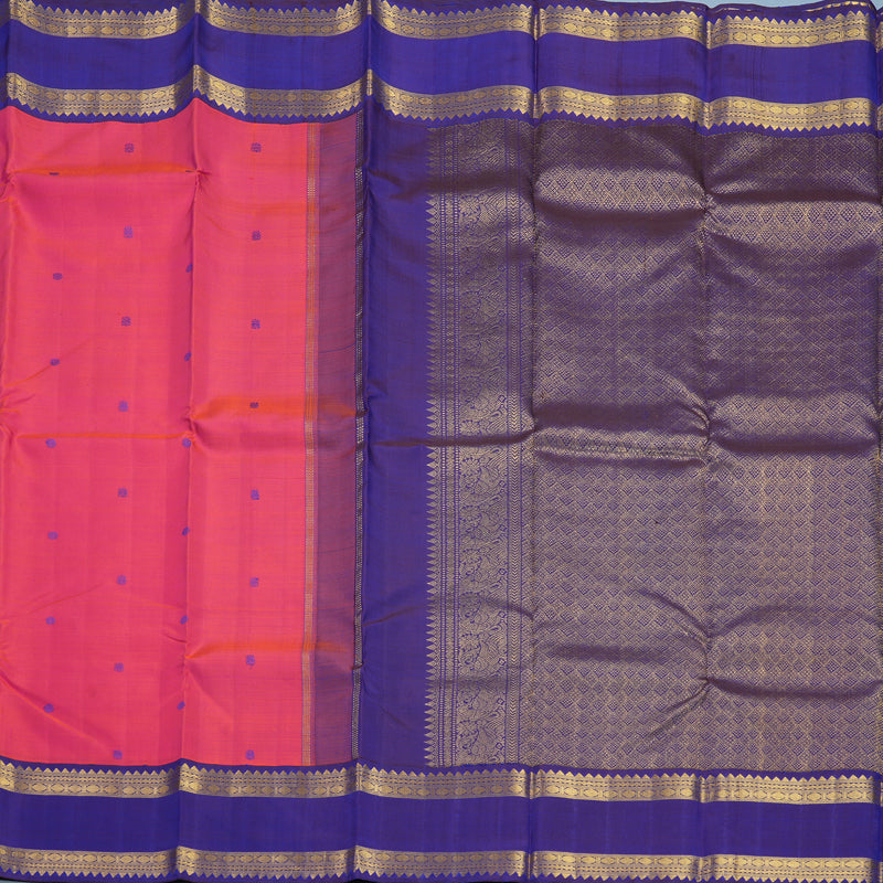Hayagrivas Handloom Pink Kanjivaram Silk Saree with MS Blue Border KBF254E1-1