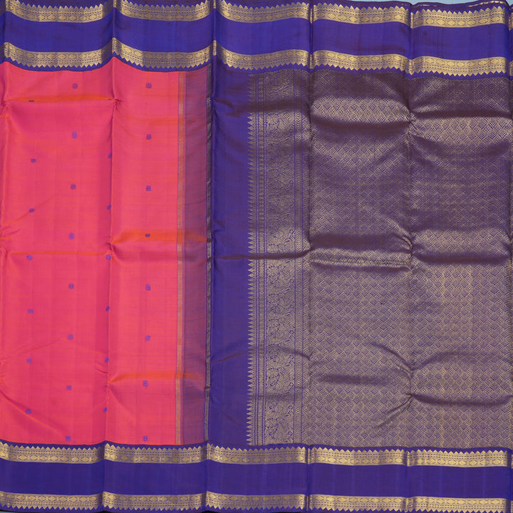 Hayagrivas Handloom Pink Kanjivaram Silk Saree with MS Blue Border KBF254E1-1