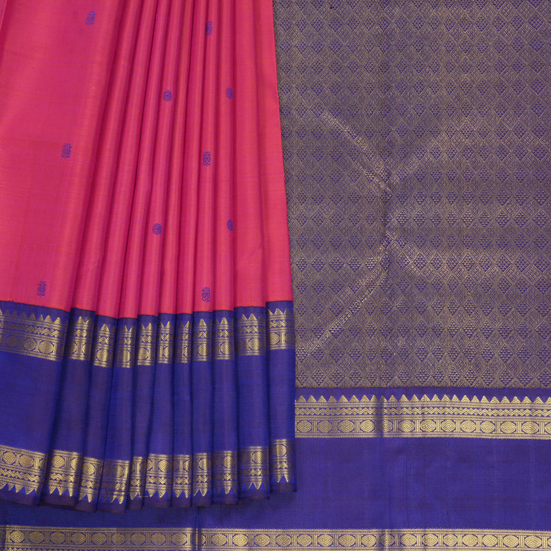 Hayagrivas Handloom Pink Kanjivaram Silk Saree with MS Blue Border KBF254E1-1