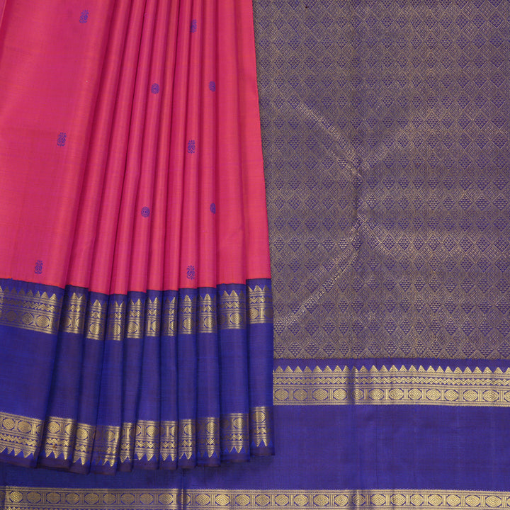 Hayagrivas Handloom Pink Kanjivaram Silk Saree with MS Blue Border KBF254E1-1