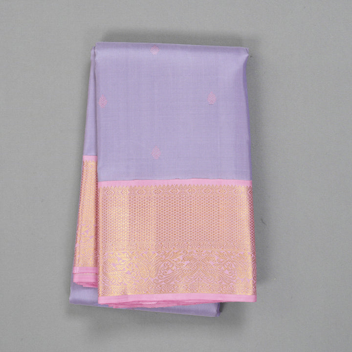Hayagrivas Handloom Lilac Kanjivaram Silk Saree with Baby Pink Border KBF254E1-2