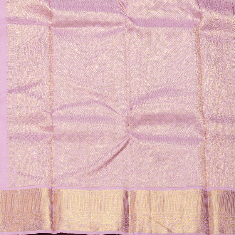 Hayagrivas Handloom Lilac Kanjivaram Silk Saree with Baby Pink Border KBF254E1-2