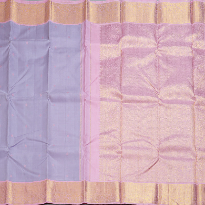 Hayagrivas Handloom Lilac Kanjivaram Silk Saree with Baby Pink Border KBF254E1-2