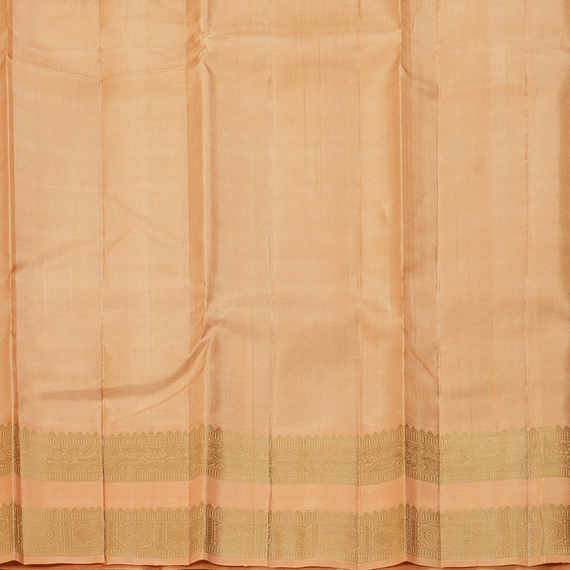 Hayagrivas Handloom Khaki Brown Kanjivaram Silk Saree with Mild Orange Border KBF254E2-2