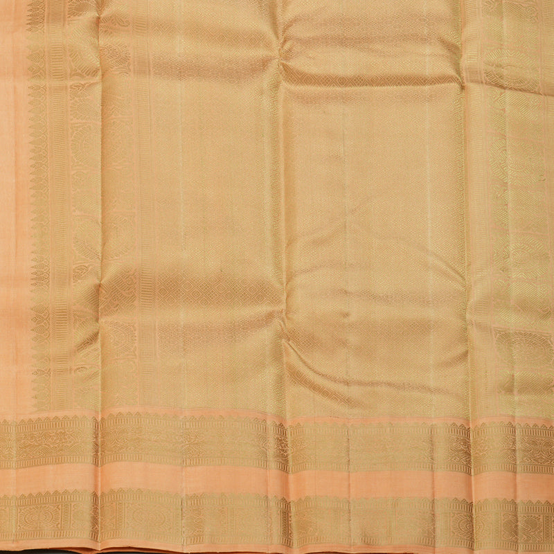 Hayagrivas Handloom Khaki Brown Kanjivaram Silk Saree with Mild Orange Border KBF254E2-2