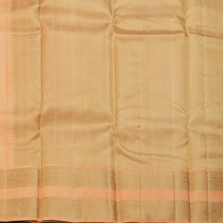 Hayagrivas Handloom Khaki Brown Kanjivaram Silk Saree with Mild Orange Border KBF254E2-2