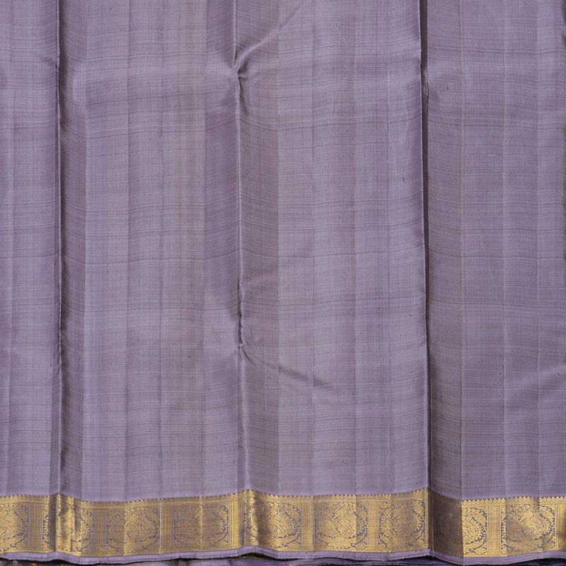 Hayagrivas Handloom Olive Green Kanjivaram Silk Saree with Lilac Border KBF216E5-1