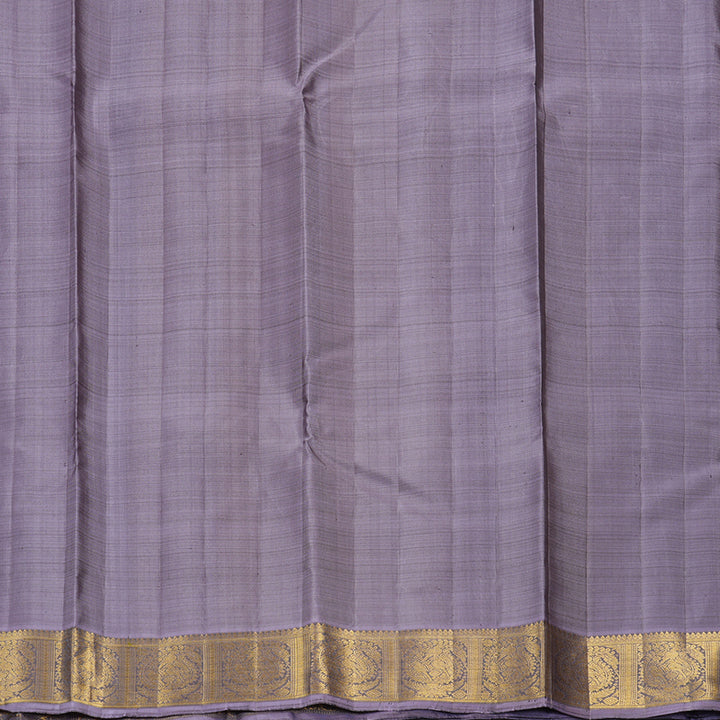 Hayagrivas Handloom Olive Green Kanjivaram Silk Saree with Lilac Border KBF216E5-1