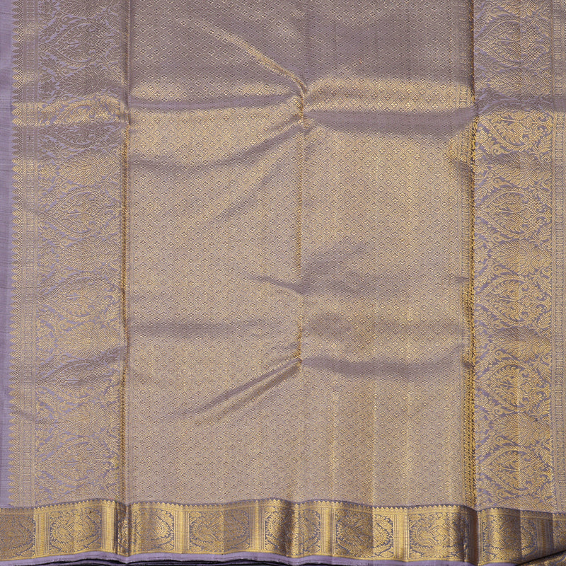 Hayagrivas Handloom Olive Green Kanjivaram Silk Saree with Lilac Border KBF216E5-1