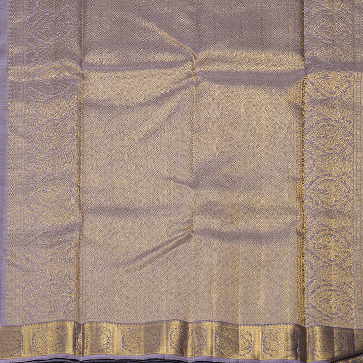 Hayagrivas Handloom Olive Green Kanjivaram Silk Saree with Lilac Border KBF216E5-1