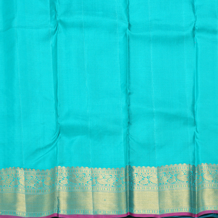 Hayagrivas Handloom Onion Pink Kanjivaram Silk Saree with Sky Blue Border KBF254E6-2