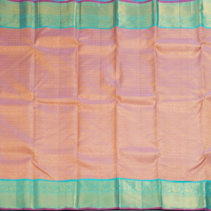 Hayagrivas Handloom Onion Pink Kanjivaram Silk Saree with Sky Blue Border KBF254E6-2