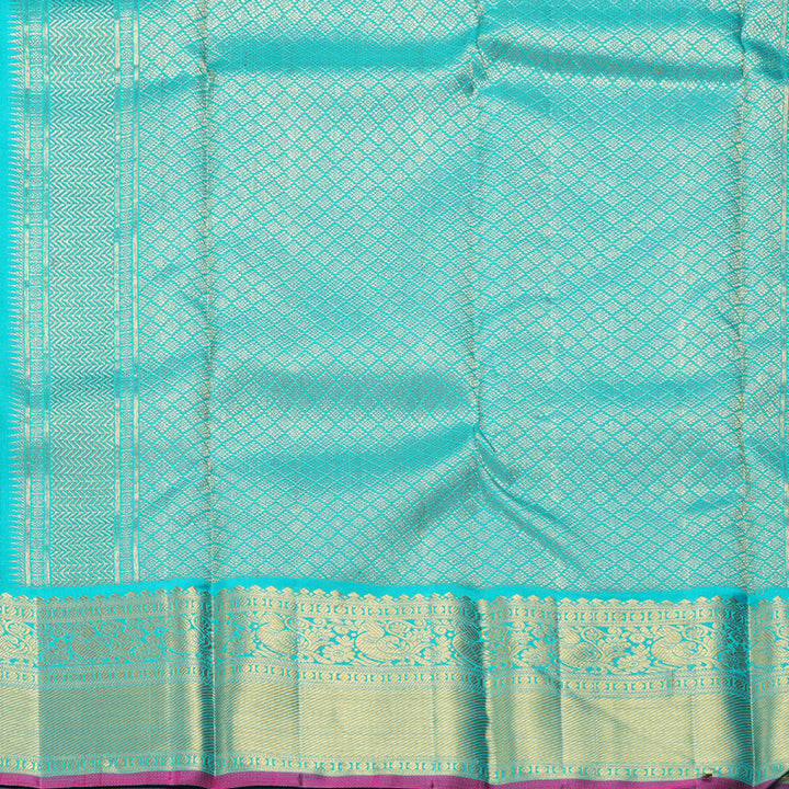 Hayagrivas Handloom Onion Pink Kanjivaram Silk Saree with Sky Blue Border KBF254E6-2