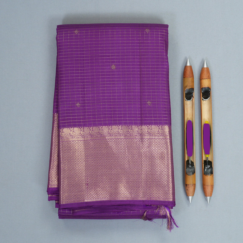 Hayagrivas Handloom Purple Kanjivaram Silk Saree KBF257E13-6