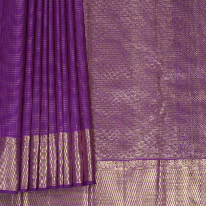 Hayagrivas Handloom Purple Kanjivaram Silk Saree KBF257E13-6