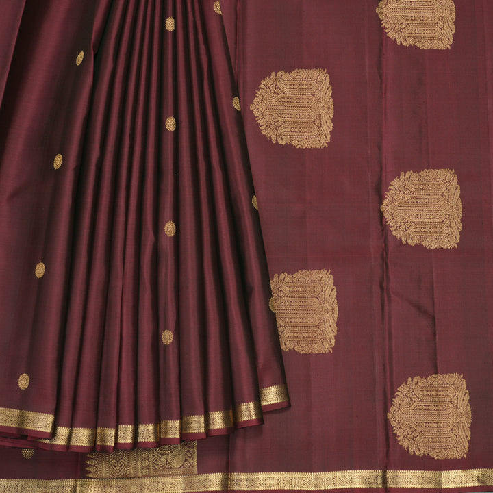 Hayagrivas Handloom Wine Maroon Kanjivaram Silk Saree KBF257E2-2