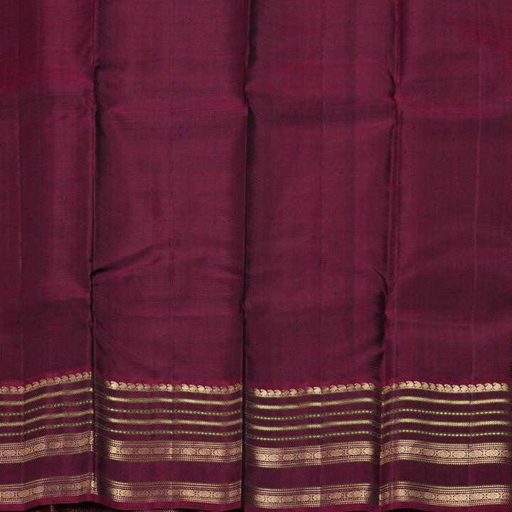 Hayagrivas Handloom Mayilkazhuthu Kanjivaram Silk Saree with Burgundy Border KBF257E21-4