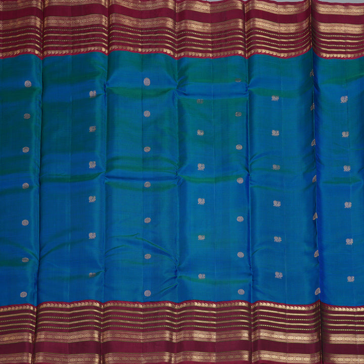 Hayagrivas Handloom Mayilkazhuthu Kanjivaram Silk Saree with Burgundy Border KBF257E21-4