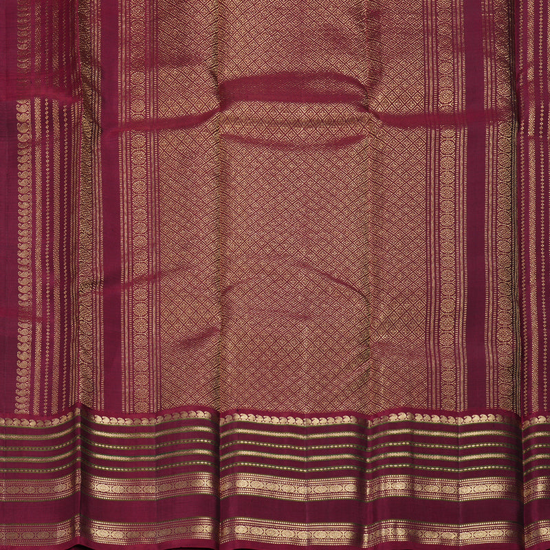 Hayagrivas Handloom Mayilkazhuthu Kanjivaram Silk Saree with Burgundy Border KBF257E21-4