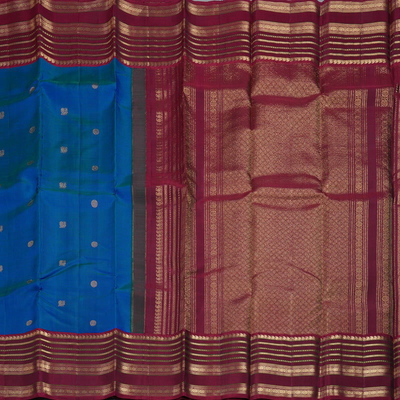 Hayagrivas Handloom Mayilkazhuthu Kanjivaram Silk Saree with Burgundy Border KBF257E21-4