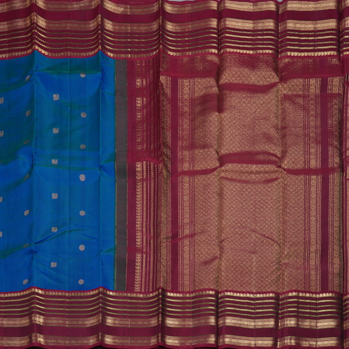 Hayagrivas Handloom Mayilkazhuthu Kanjivaram Silk Saree with Burgundy Border KBF257E21-4