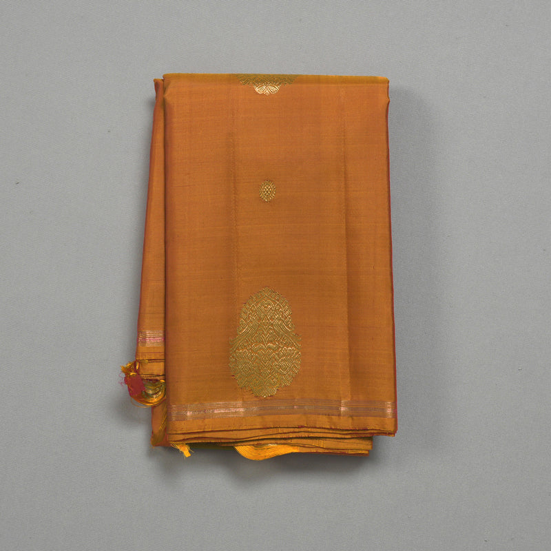Hayagrivas Handloom Sunset Orange Kanjivaram Silk Saree KBF257E24-1