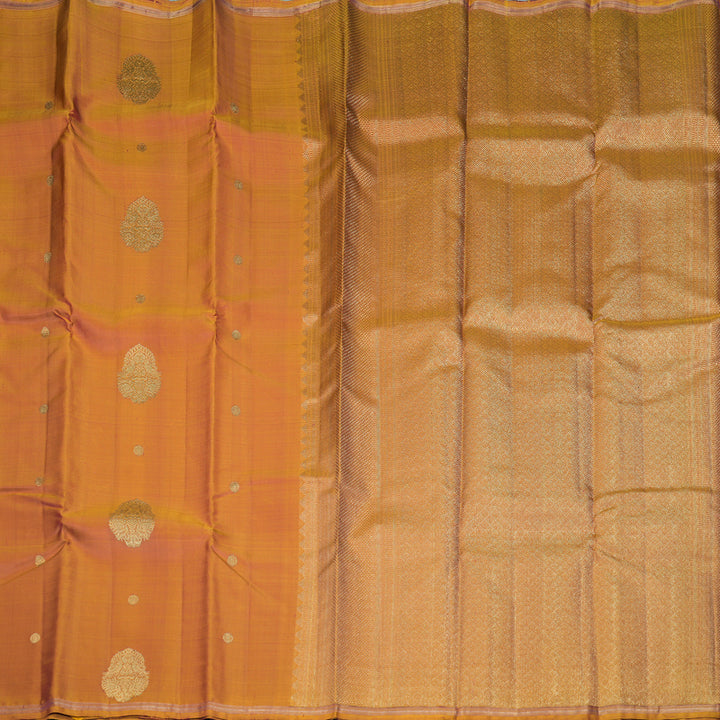 Hayagrivas Handloom Sunset Orange Kanjivaram Silk Saree KBF257E24-1