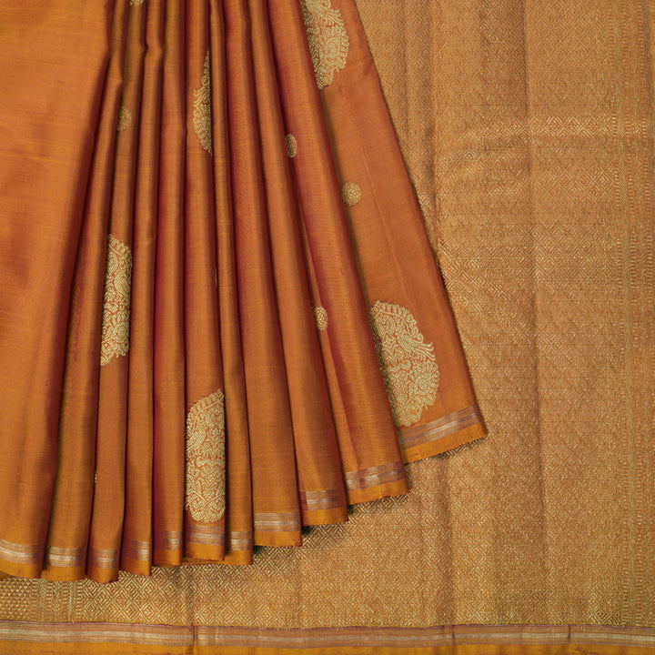 Hayagrivas Handloom Sunset Orange Kanjivaram Silk Saree KBF257E24-1