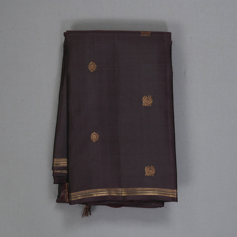 Hayagrivas Handloom Dark Brown Kanjivaram Silk Saree KBF257E24-10