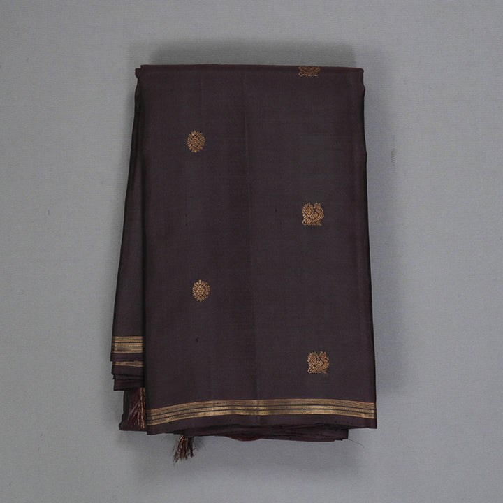 Hayagrivas Handloom Dark Brown Kanjivaram Silk Saree KBF257E24-10