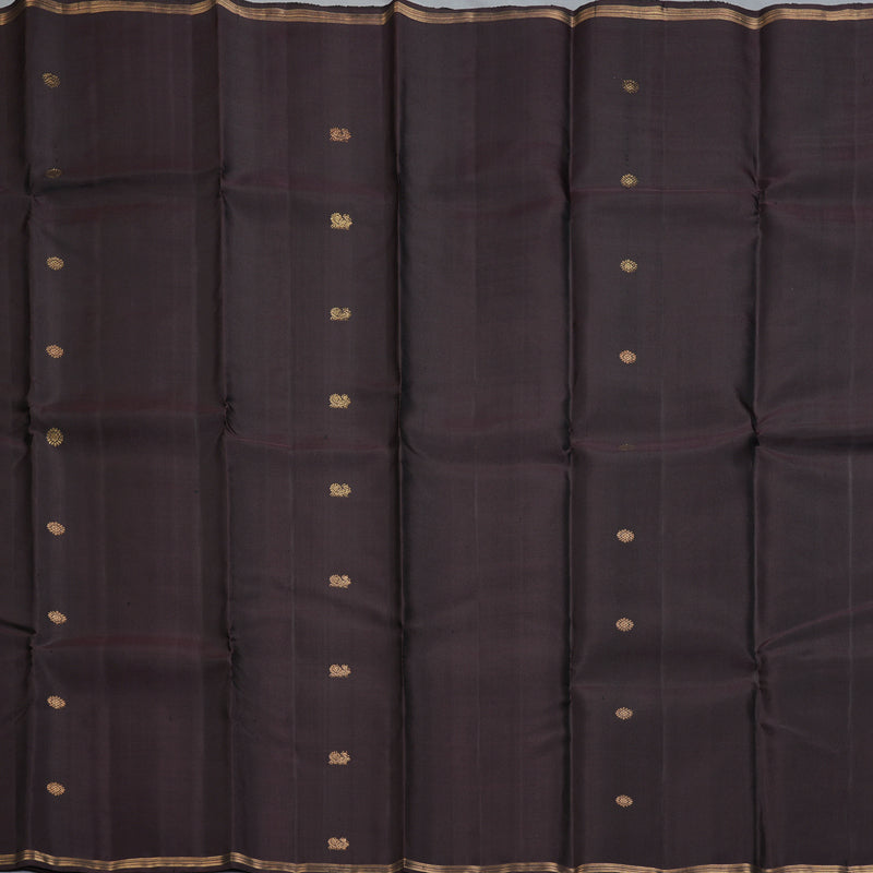 Hayagrivas Handloom Dark Brown Kanjivaram Silk Saree KBF257E24-10