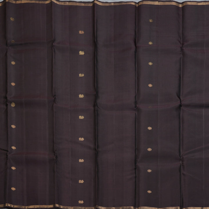Hayagrivas Handloom Dark Brown Kanjivaram Silk Saree KBF257E24-10