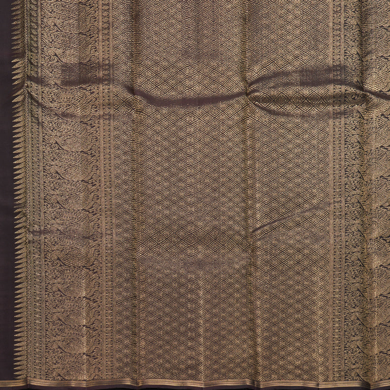 Hayagrivas Handloom Dark Brown Kanjivaram Silk Saree KBF257E24-10