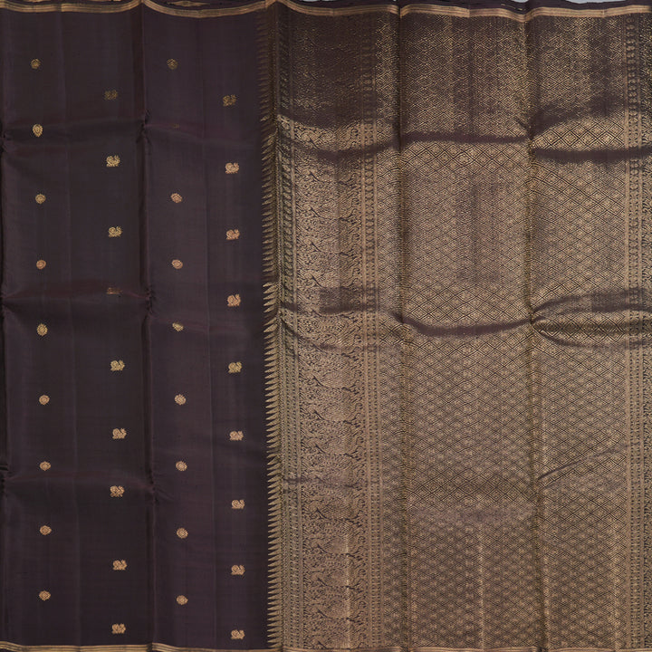 Hayagrivas Handloom Dark Brown Kanjivaram Silk Saree KBF257E24-10