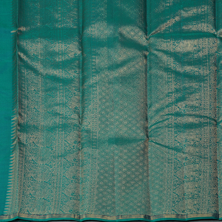 Hayagrivas Handloom Peacock Green Kanjivaram Silk Saree KBF257E24-2
