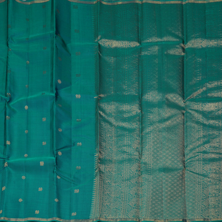 Hayagrivas Handloom Peacock Green Kanjivaram Silk Saree KBF257E24-2