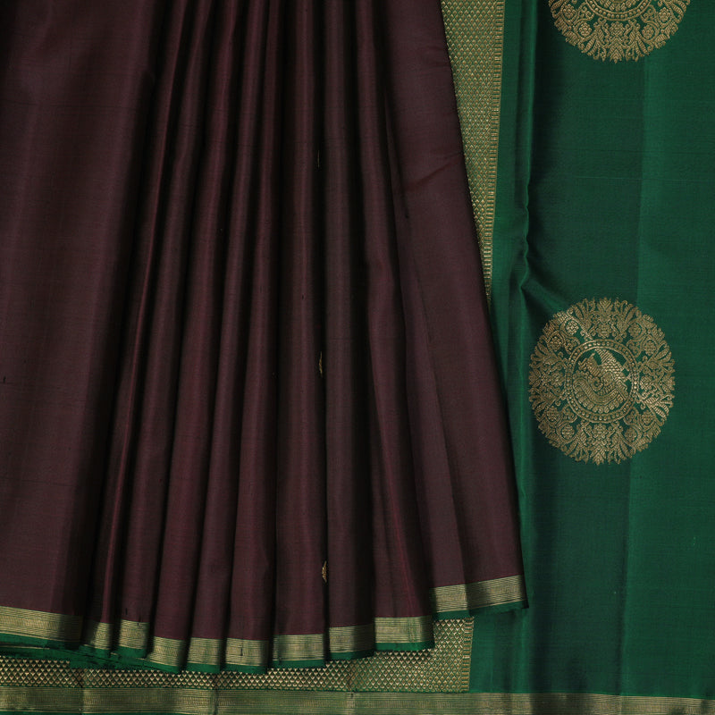 Hayagrivas Handloom Deep Snuff Kanjivaram Silk Saree KBF257E24-5
