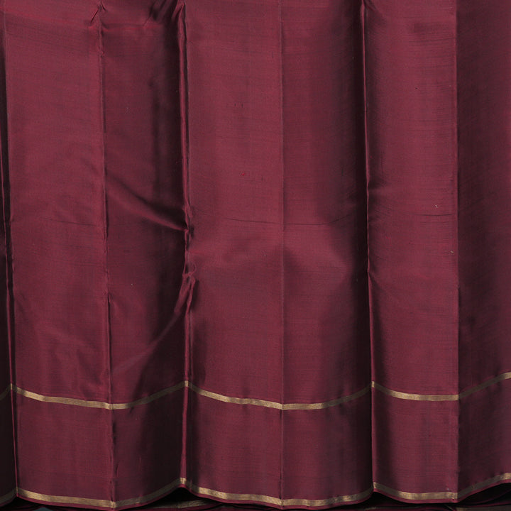 Hayagrivas Handloom Bottle Green Kanjivaram Silk Saree with Wine Maroon Border KBF257E25-5