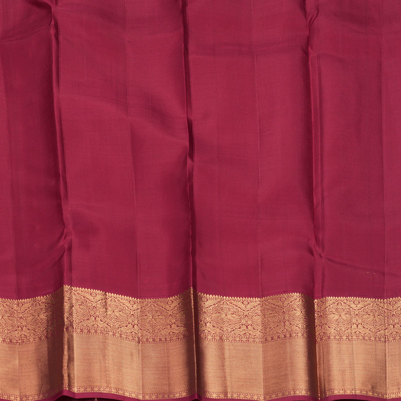 Hayagrivas Handloom Mustard Yellow Kanjivaram Silk Saree with Maroon Border KBF257E26-2