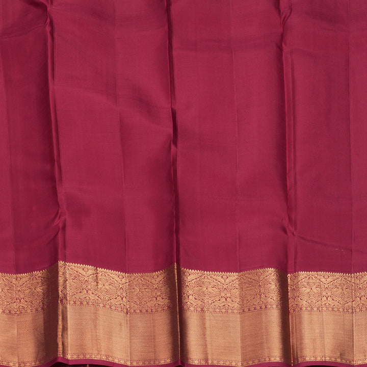 Hayagrivas Handloom Mustard Yellow Kanjivaram Silk Saree with Maroon Border KBF257E26-2