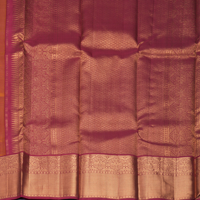 Hayagrivas Handloom Mustard Yellow Kanjivaram Silk Saree with Maroon Border KBF257E26-2