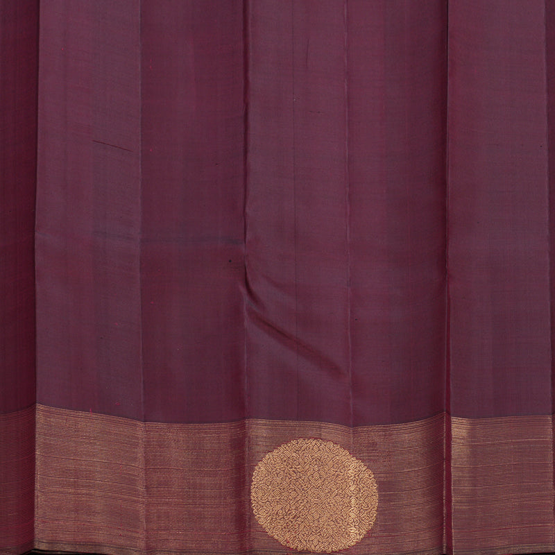 Hayagrivas Handloom Sunset Orange Kanjivaram Silk Saree with Wine Purple Border KBF257E27-1