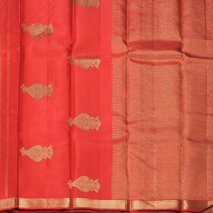 Hayagrivas Handloom Tomato Red Kanjivaram Silk Saree KBF257E3-3