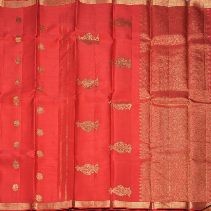 Hayagrivas Handloom Tomato Red Kanjivaram Silk Saree KBF257E3-3