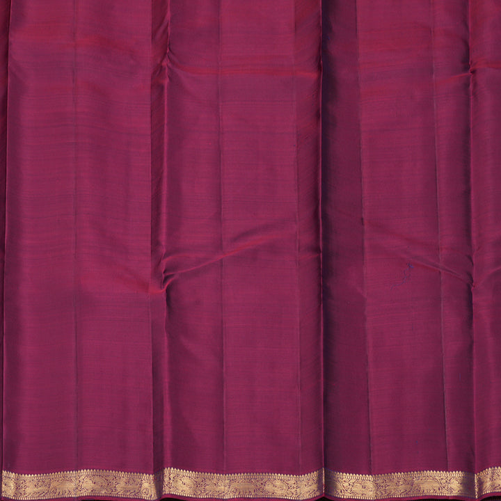 Hayagrivas Handloom Peacock Green Kanjivaram Silk Saree with Magenta Border KBF257E3-4