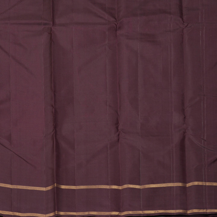 Hayagrivas Handloom Rust Orange Kanjivaram Silk Saree with Plum Purple Border KBF257E30-3